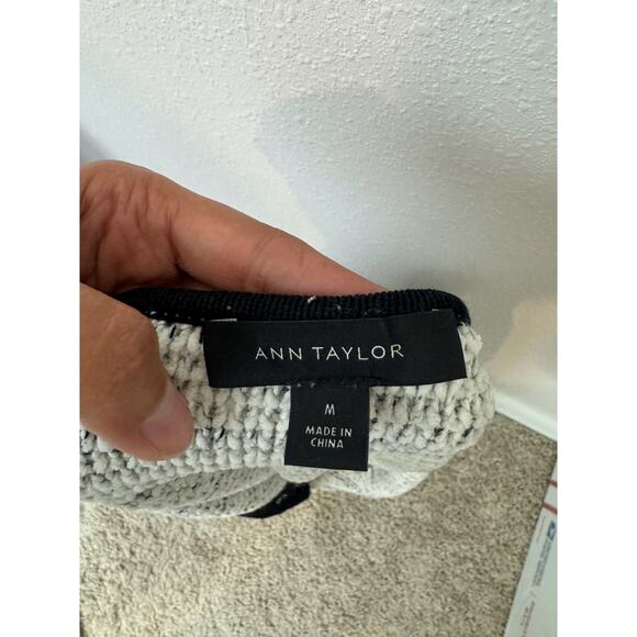 Ann Taylor Black White Knit Tweed Jacket Size M - Picture 4 of 5